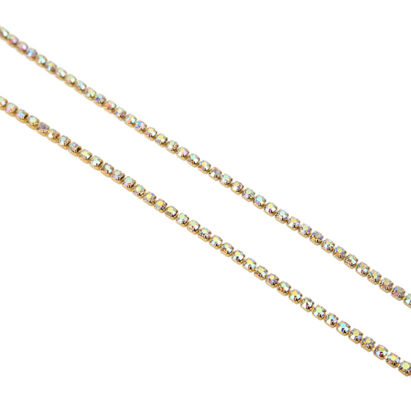Rhinestone Trim Färgglad Glittrande 10 Meter Rhinestone Trim för Hushåll DIY Hantverk Kläder Dekoration PresentGuld Baksida AB Färg 3mm