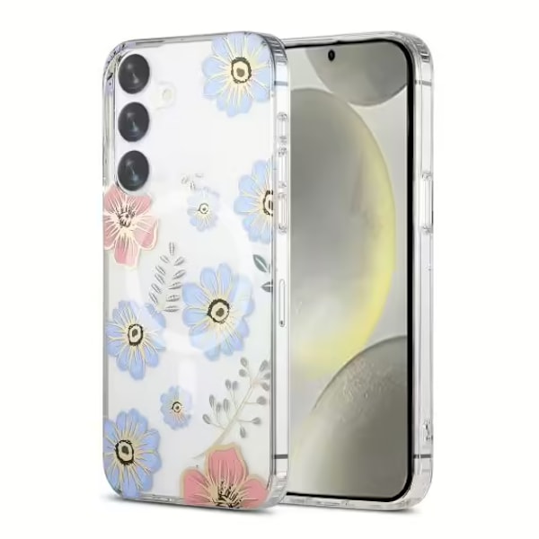Samsung Galaxy S24 Plus Mobilskal Magnet - Blommor Röd/Blå