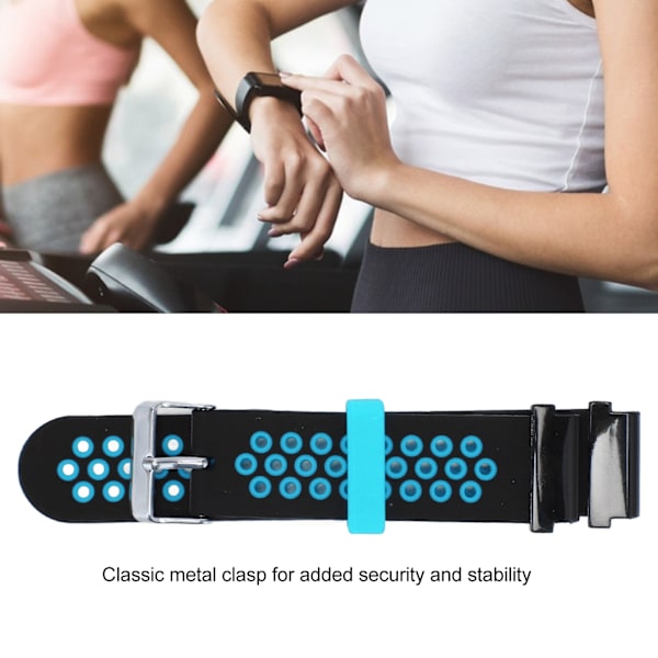 Klockarmband i silikon med snabbkoppling, justerbart sportarmband, ersättning för smartklocka, 22 mm, svart, blå