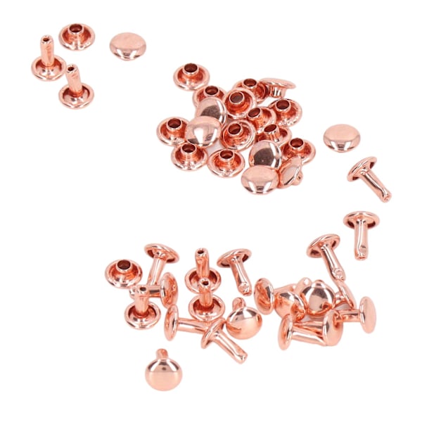 100 set dubbelsidiga nitar 7x8mm järnläder nitar DIY runda nitar för kläder väskor skobox roséguld