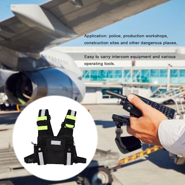 Radio Bröstväska Grön Reflekterande Framficka Holster Väst för Baofeng Walkie Talkie