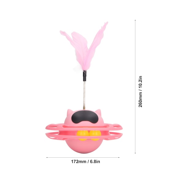 Katt skivspelare leksak 360 graders rotation lindra tristess intressant interaktiv katt leksak med fjäder för katt tillbehör rosa