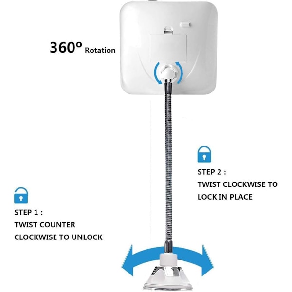 Förstorande spegel, 10x LED-upplyst spegel med stark sugkopp, flexibel svanhals och 360 graders vridbar för badrum och resor,
