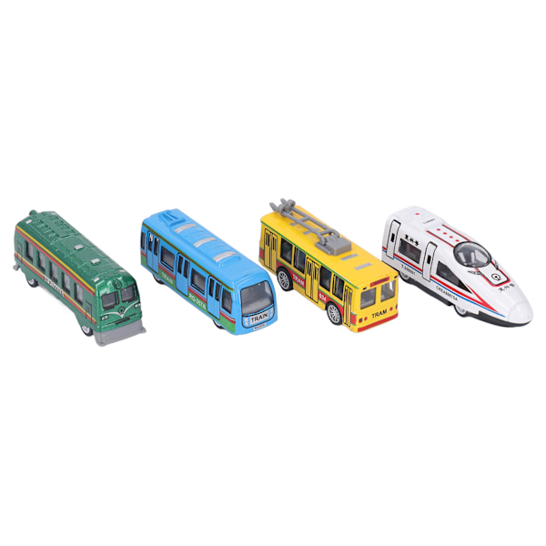 4 st Die Cast Alloy Bus Model Set Barn Simulerad Utsökt Rolig Pull Back Bilfordon Leksak Dekoration Typ B