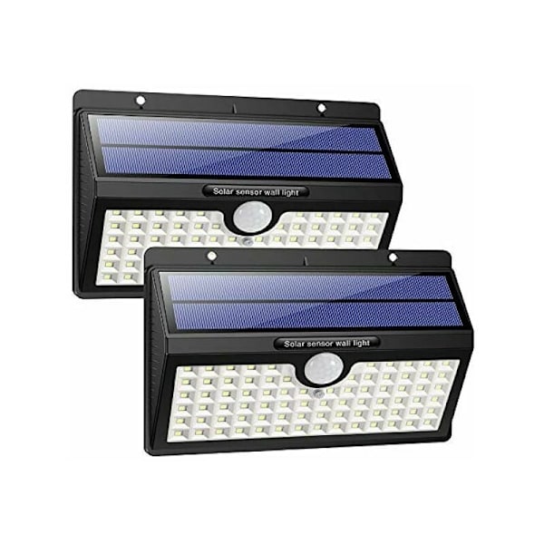 Soldrivna Utomhuslampor 2-Pack, 128 LED Kallvitt LED Med 3 Ljuslägen, Hållbar IP65 Vattentät Trådlös Säkerhetslampa För Trädgård Uteplats