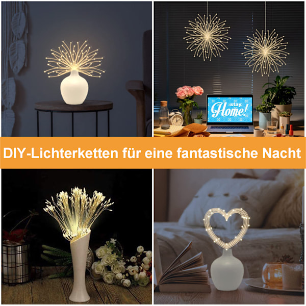 200 LED Starburst Julbelysning, Solar LED Snöflinga Hängande Ljus med Fjärrkontroll, Vattentät Utomhusdekor (2-pack)