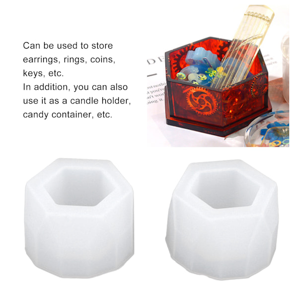 2 st Box Resin Formar Smyckeskrin Epoxi Formar med Hex Form för DIY Resin Konstverk och Förvaringslåda