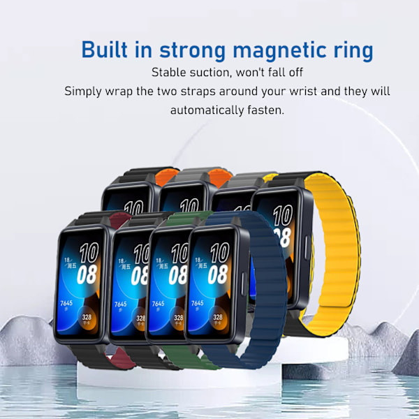 Magnetiskt silikonarmband för klocka, justerbart snabbfäste, flexibelt, svettsäkert, bekvämt ersättningsarmband för sportklocka, svart orange