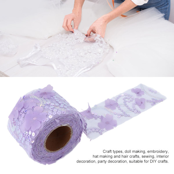 Tulletyg DIY-hantverk Slitstyrka Liten blixt Bärbar Polyester Paljetterad Tulle Rulle 6cmLila