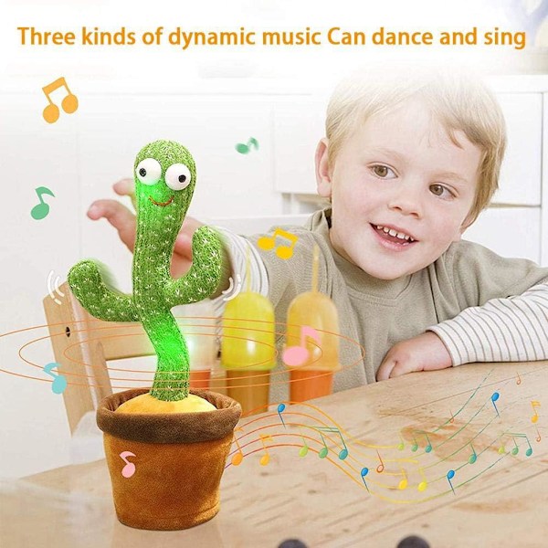 Sjungande och dansande kaktus plyschleksak, elektronisk kaktus, plyschleksak för barn, lär dig att tala, dockor, 120 låtar, inspelning
