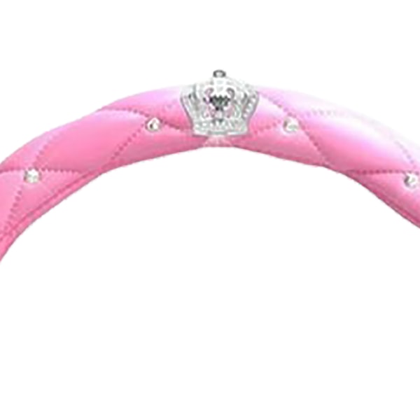 Rattmuff för Kvinnor Söt Universal Antislip Pu Läder Strass Bil Rattmuff Rosa