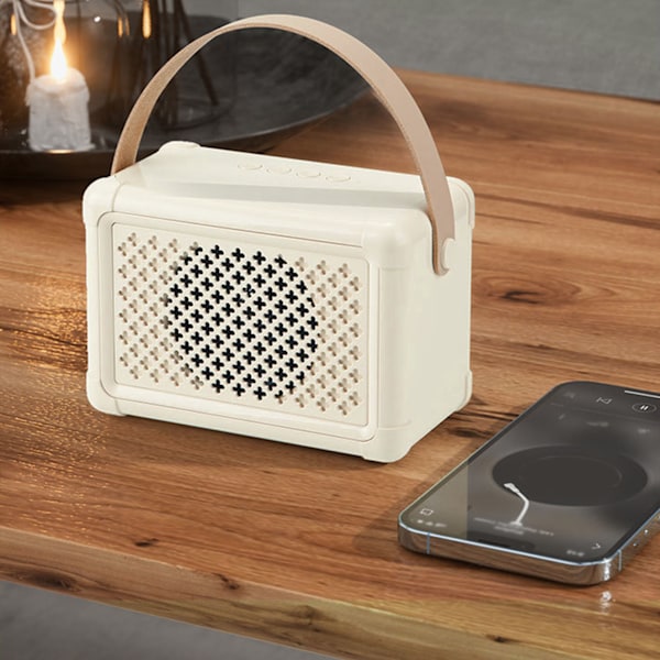 Bärbar karaokehögtalarsystem Multifunktionell Mini Söt Bluetooth-högtalare med mikrofon för hem utomhusfest Elfenbensvit