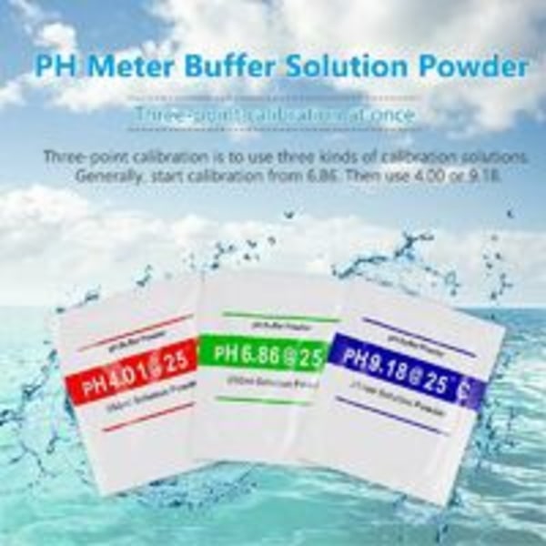 15PCS Po15PCS buffertpulver för pH-mätare, pH 4.01/6.86/9.18 pH-testmätningskalibreringslösning, pH-buffertpulvermätbuffertlösning,