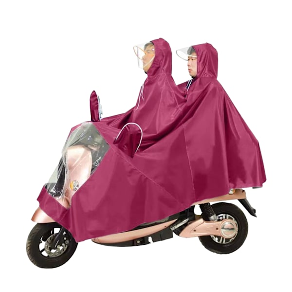 Motorcykelponcho Oxfordtyg Regnskydd Cykling Ridning Regnjacka Regnkläder med Hatt för Utomhus Jujube Röd