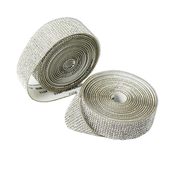 Självhäftande Rhinestone-remsor, Kristall Diamantband för Glänsande Konst & Hantverk, DIY Biltelefondekoration (Silver)