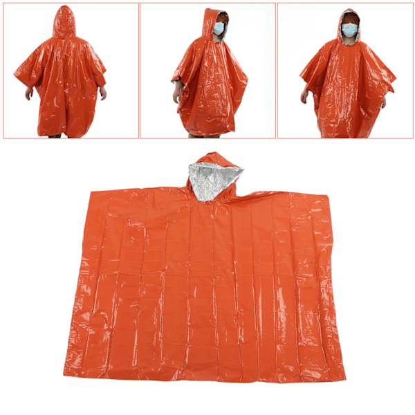 Nödponcho Utomhus Återanvändbar Orange Nöd Vattentät Isolerad Poncho Filt med Visselpipa Förvaringsväska