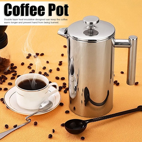 Multifunktionell 304 Rostfritt Stål Dubbeldäckad Kaffekanna Tekanna Kökstillbehör 800ml
