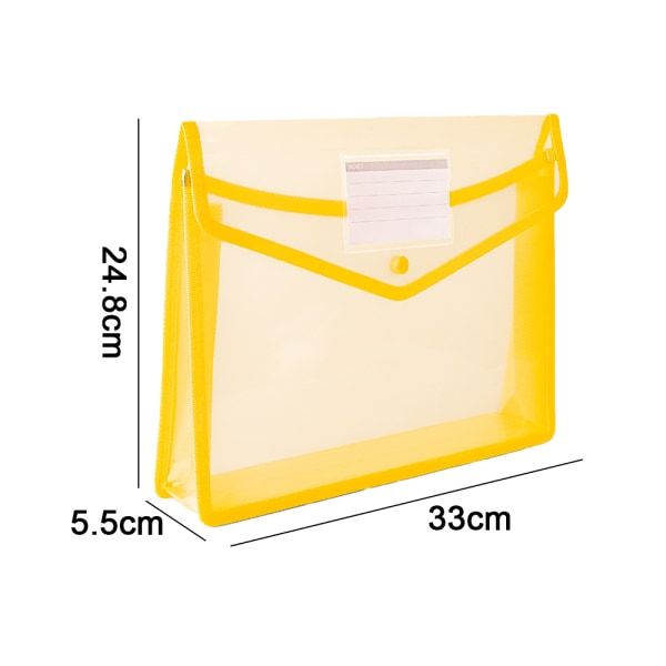 A4 filpåse transparent filpåse med stor kapacitet, gul