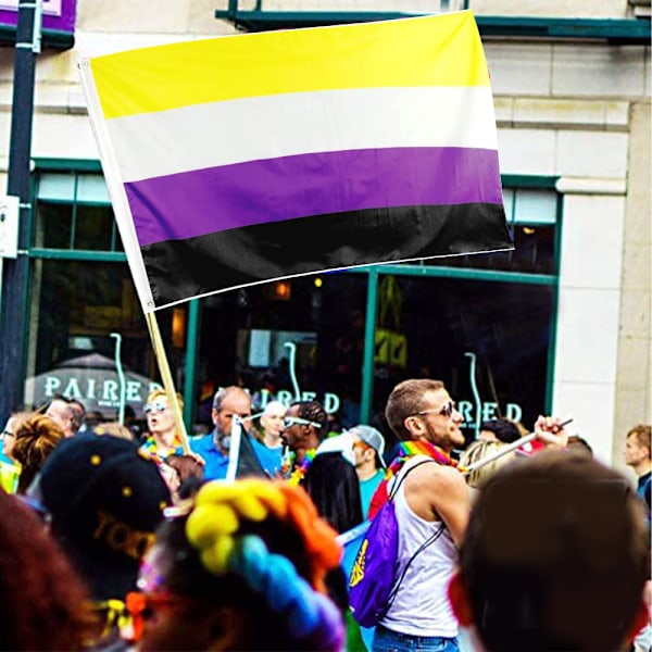 LGBTQIA Symbol, Nonbinär Prideflagga Polyestertyg, Livfulla Färger Förstärkta Sömmar, Blekningsbeständiga Mässingsöljetter, Lämplig för Kulturella Evenemang