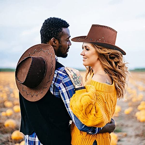 Cowboyhatt Maskeraddräkt Bred Brätte Western Cowgirl Hattar