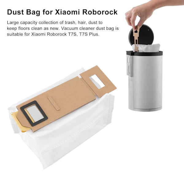 6 st dammsugarpåsar dammsugarersättningsdelar för Xiaomi Roborock T7S Plus EU-version