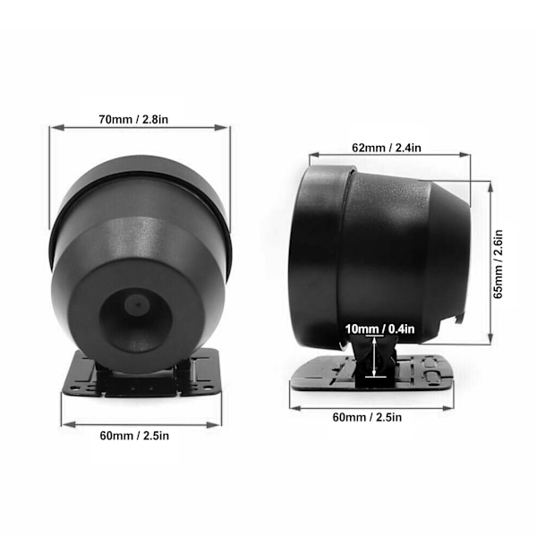 Varvräknare Mätare Peka 0‑9000RPM Vit/Röd LED Ljus 65mm Dia 12V Auto Instrument