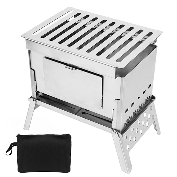 Hopfällbar vedspis Uppvärmning Hopfällbara Bärbara Grillkit för Utomhusvandring Picknick