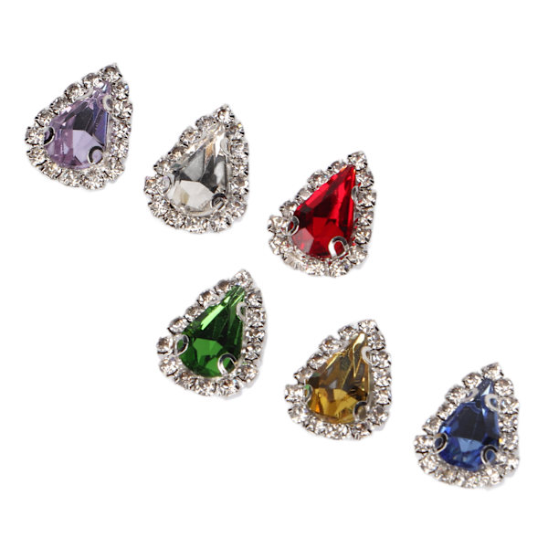 30 st sy på strass 6 färger DIY handgjorda glas strass klo strass med 4 hål för kläder hantverk