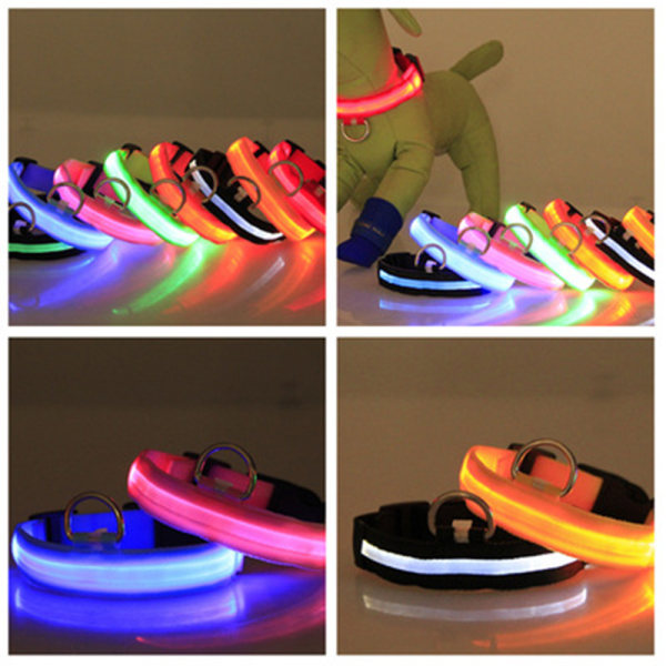 LED-hundhalsband - Uppladdningsbar USB slinga - Finns i 3 färger