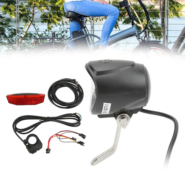 Elektrisk cykelstrålkastare bakljus set dubbel switch ABS 4 LED-pärlor 3 i 1 utomhusfront bakre varningsljus kit