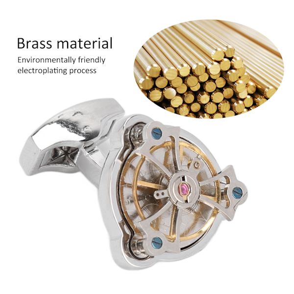 Rörelse Manschettknappar Retro Fransk Stil Galvanisering Process Högpolering Silver Mässing Personliga Manschettknappar för Män