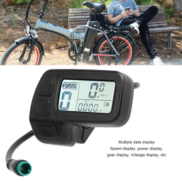 Elektrisk cykel LCD-display Vattentät kontakt Data Display Meter 24V 36V 48V Universal för elcykel