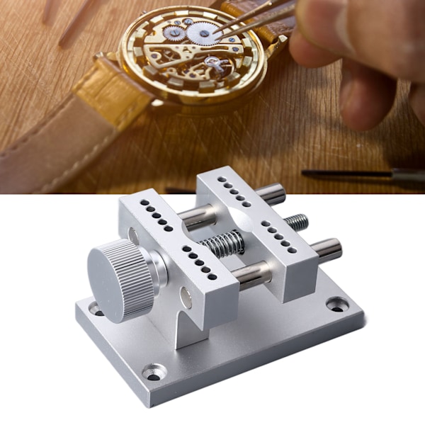 Justerbar Klockfodralhållare Professionell Aluminiumlegering Justerbar Metall Klockfodralhållare Reparationsverktyg Silver