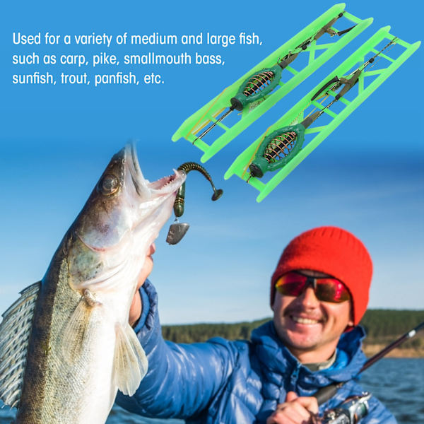 2-pack fiskefoderbur med fjäderhållare och blytyngd för fiskkarp 30 g