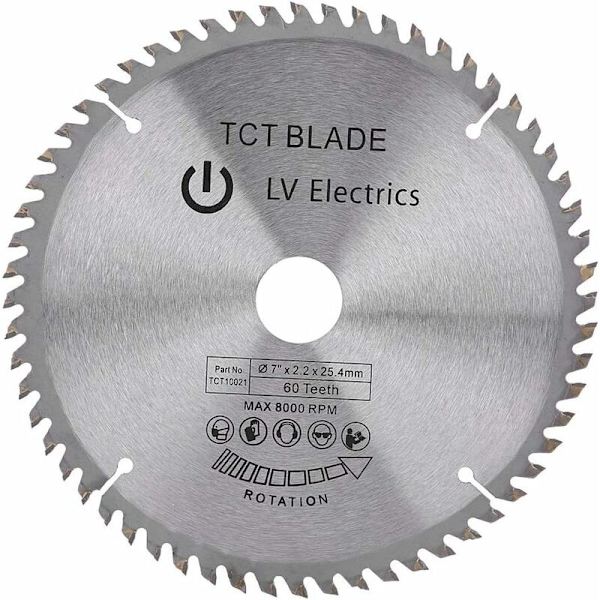 Cirkelsågblad 180 mm 60 tänder volframkarbid för stål, aluminium, trä, plast