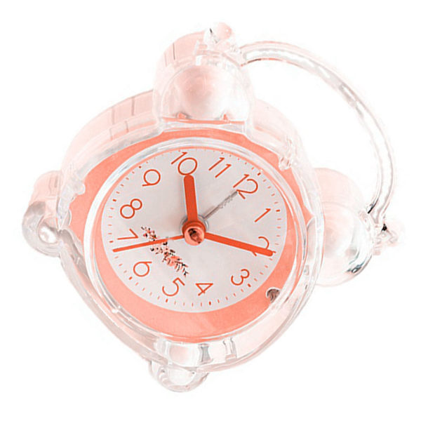 Barn Väckarklocka Tyst Design Tecknad Design Enkel Inställning Stark ABS Dubbel Klocka för Sovrum Bord Rosa