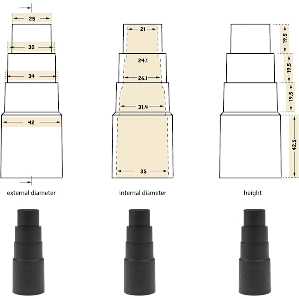 Dammsugarslangadapter, dammsugarreduceradapter, standard dammsugaradapter, dammsugaradapterverktyg, dammsugare dammsugaradapter