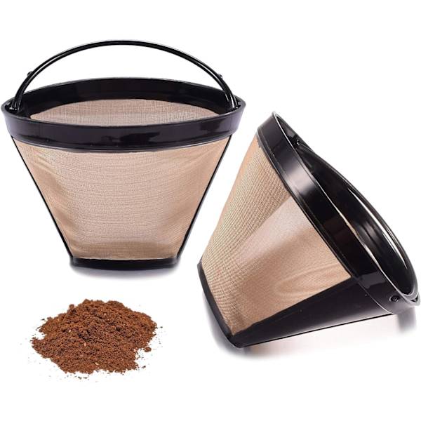 Återanvändbara kaffefilter för kaffebryggare, permanent filterkorg (2 kaffefilter)