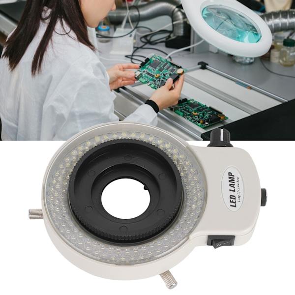 Justerbar 144 LED Ringljuskälla för Stereomikroskop och Kamera AC100-240V US-kontakt