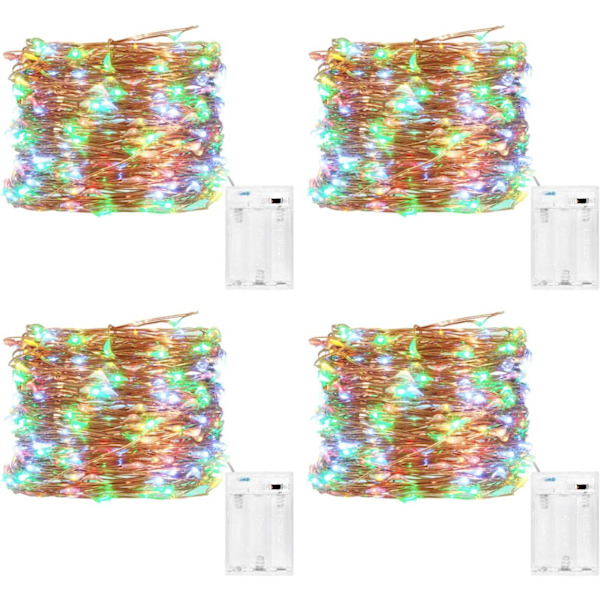 Ljusslinga [Set om 4], Mini batteridriven LED-slinga 5m 50 LED inomhus- och utomhusdekorationsljus för sovrum jul bröllopsfest hem
