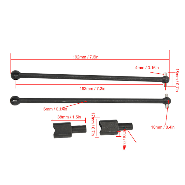 182mm CVD Drivaxel Differentialkoppar för ARRMA 1/5 Outcast Kraton 8s RC Bil Uppgraderingsdelar