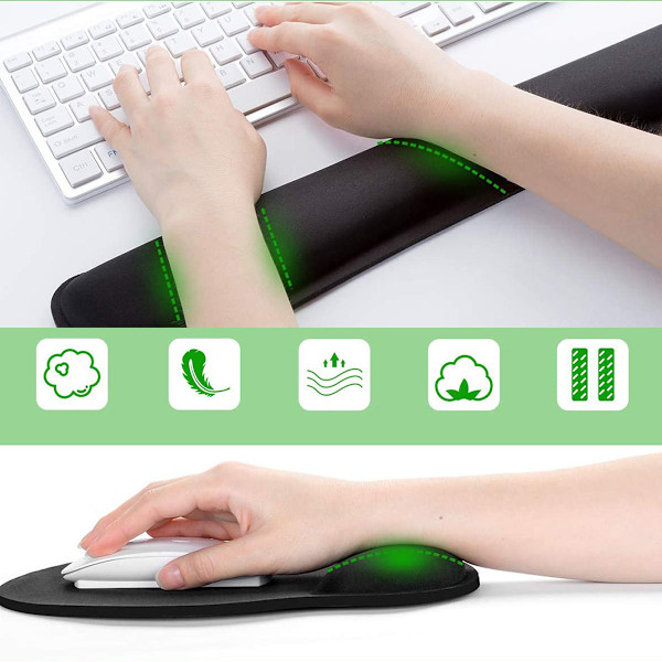 Musmatta set, ergonomiskt handledsstöd set, med memory foam