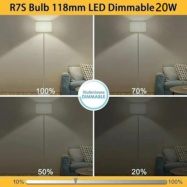 2 st R7S 118mm LED-lampa 20w dimbar, varmvit 3000k, ingen flimmer