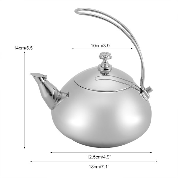 Klassisk 1,5L rostfritt stål tekanna induktionskokare vattenkokare snabb vattenuppvärmning kokande gryta (silver)