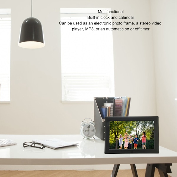 12 tums digital fotoram HD IPS-skärm Multifunktionell elektronisk fotoram med fjärrkontroll för hemmet 110‑240V AU-kontakt