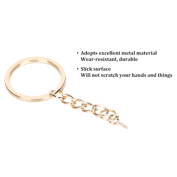 10 st DIY-nyckelring med kedja, bärbar metallnyckelring, ögleskruv, smyckeshänge, tillbehör, guld, 28 mm