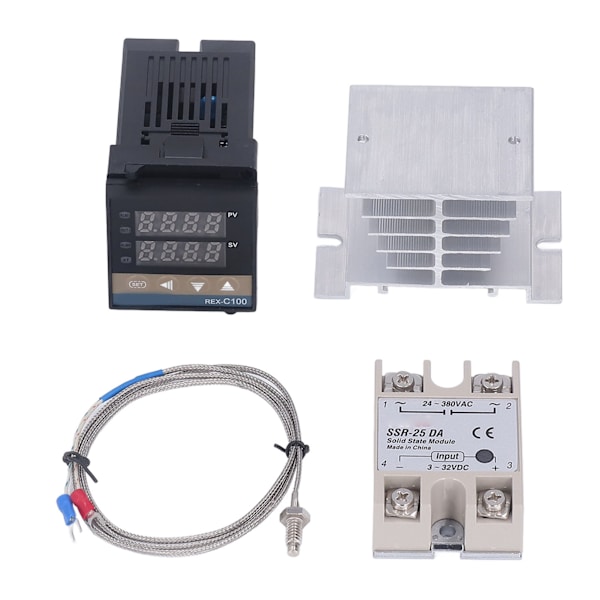 PID-temperaturregulatorer Kit 0-400℃ Vattentät Hög Noggrannhet REX C100 Temperaturregulator för Gård 100V-240V 25A