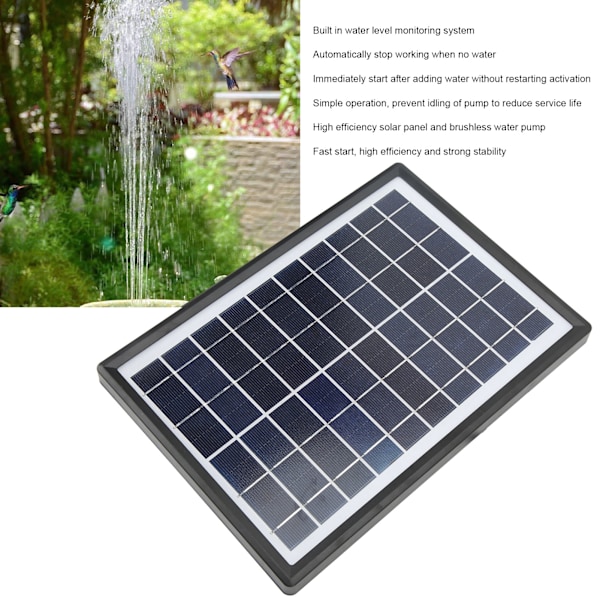 Solcellsdriven Vattenfontänpump-Set för Utomhus med Batteridriven LED-Lampa Flytande Split Typ DC8V