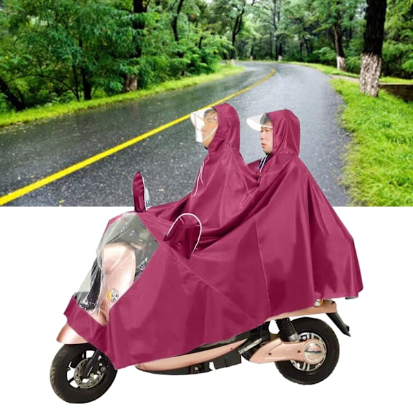 Motorcykelponcho Oxfordtyg Regnskydd Cykling Ridning Regnjacka Regnkläder med Hatt för Utomhus Jujube Röd