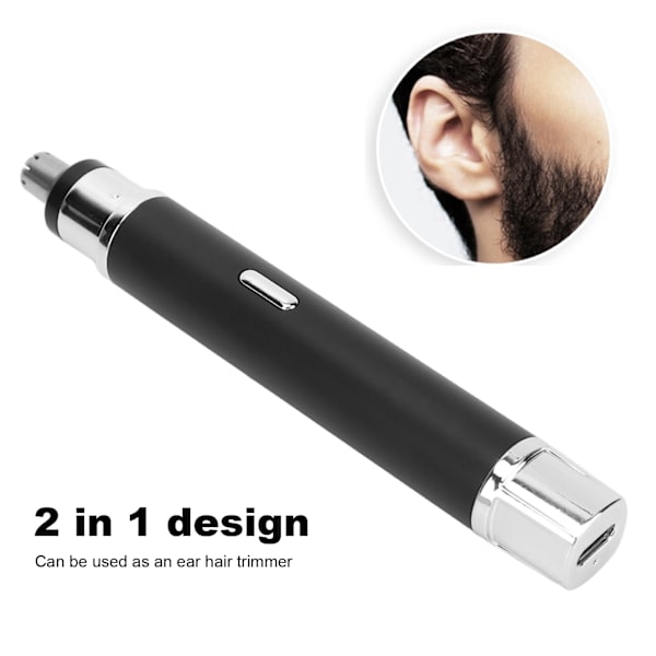 Näshårstrimmer USB Mini 2 i 1 Bärbar Lågbrus Hög Hastighet Öronhårstrimningsmaskin Svart